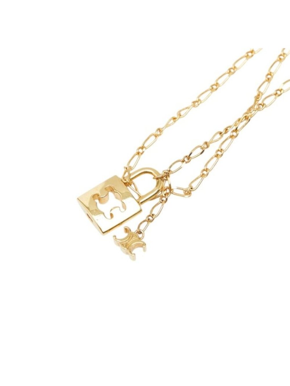 Celine Triomphe Padlock Necklace Gold Plated